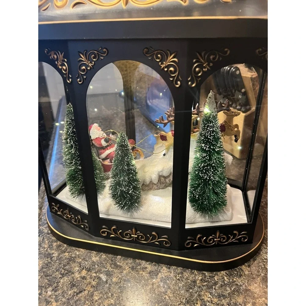 Christmas Illuminated Lantern with Interior Holiday Scene by Valerie Parr Hill